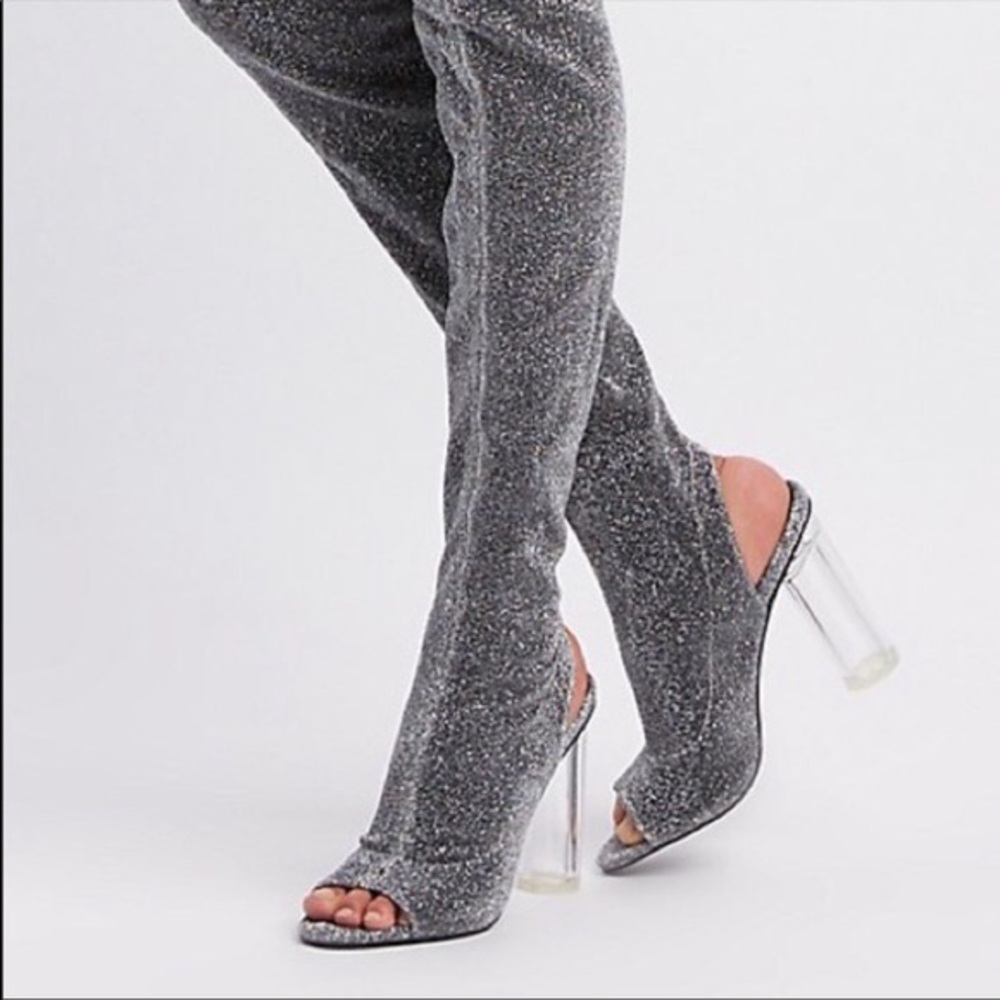 Glittery knee high heels